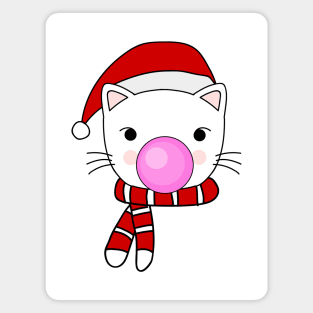 Cute and Funny Christmas Cat Bubblegum Magnet